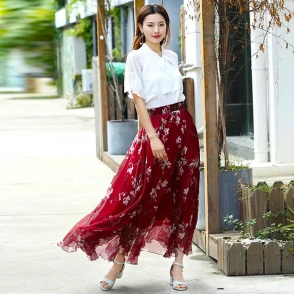 サクラ着用 [DIMANCHE] CHECK RIBBON LONG SKIRT Amazon.com: TangDao Women's Flowing Bohemian Long Skirt